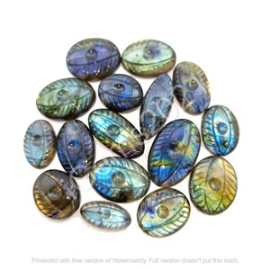 Natural Labradorite Eye shaped Carved cabochon gemstone Jewelry - 25MM to 35MM - Gemstones Eye - Multi Jewelry Making Stone, Loose Gemstone