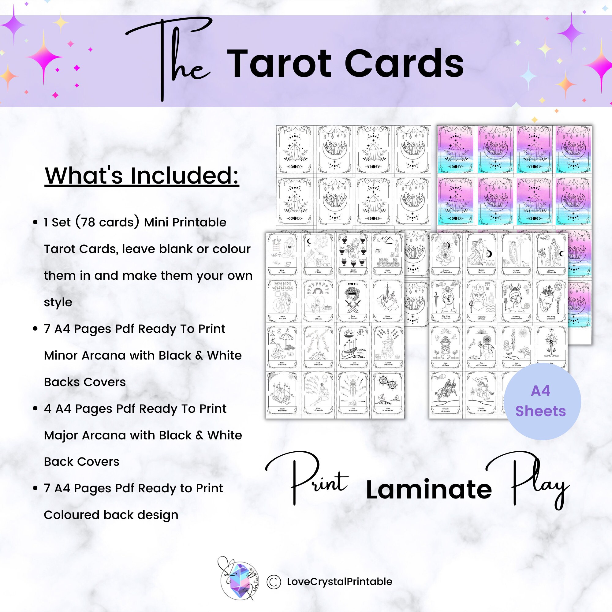 Printable Pocket Size Mini Tarot Card Deck, Tarot Journal, Tarot for ...