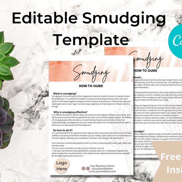 sage smudging template printable, smudging guide printable ,crystal cards, sage smudge kit, crystal meaning cards, oracle cards, smudge bowl