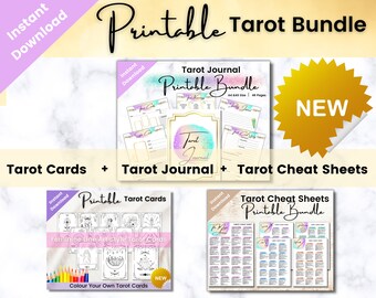 Printable Line Art Tarot Cards Bundle, Tarot Cheat Sheets, Printable Tarot Cards, Tarot Journal Printable, Tarot For Beginners, Learn Tarot