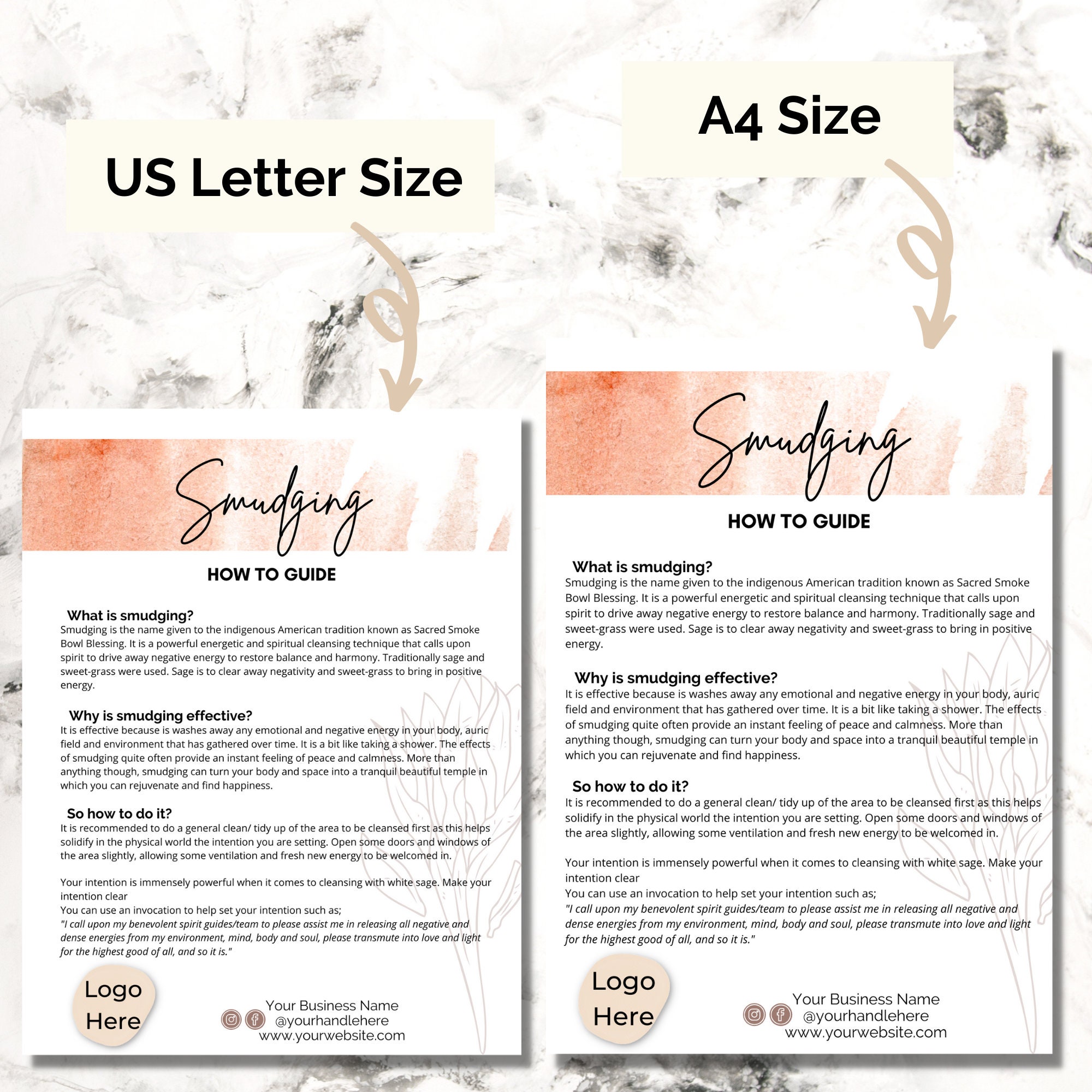 Sage Smudging Template Printable, Smudging Guide Printable, Crystal ...