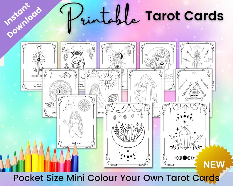 Printable Pocket Size Mini Tarot Card Deck, Tarot Journal Printable ...