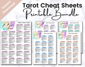 Printable Tarot Cheat Sheet Bundle, Rider Waite Deck, Tarot For Beginners, Tarot Card Printable, Printable Tarot Card Deck, BOS, Learn Tarot