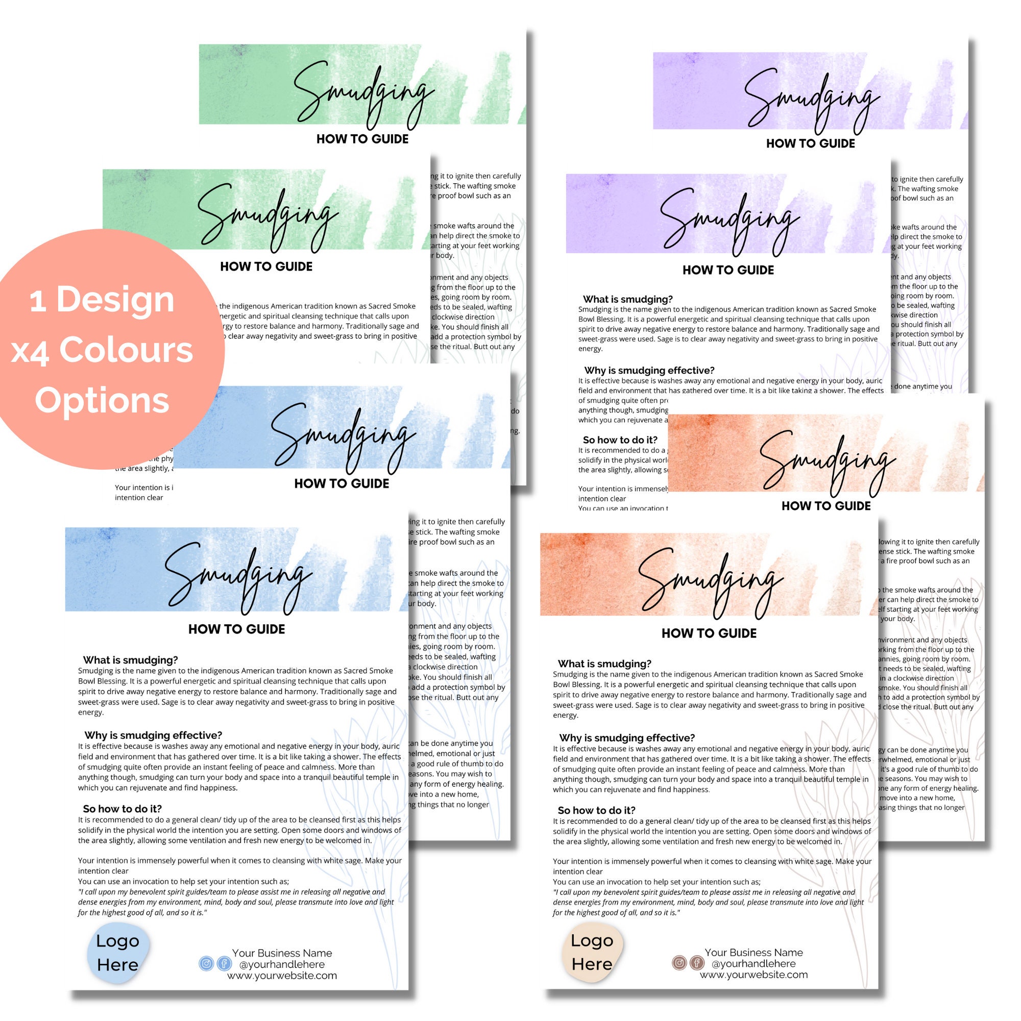 Sage Smudging Template Printable, Smudging Guide Printable, Crystal ...