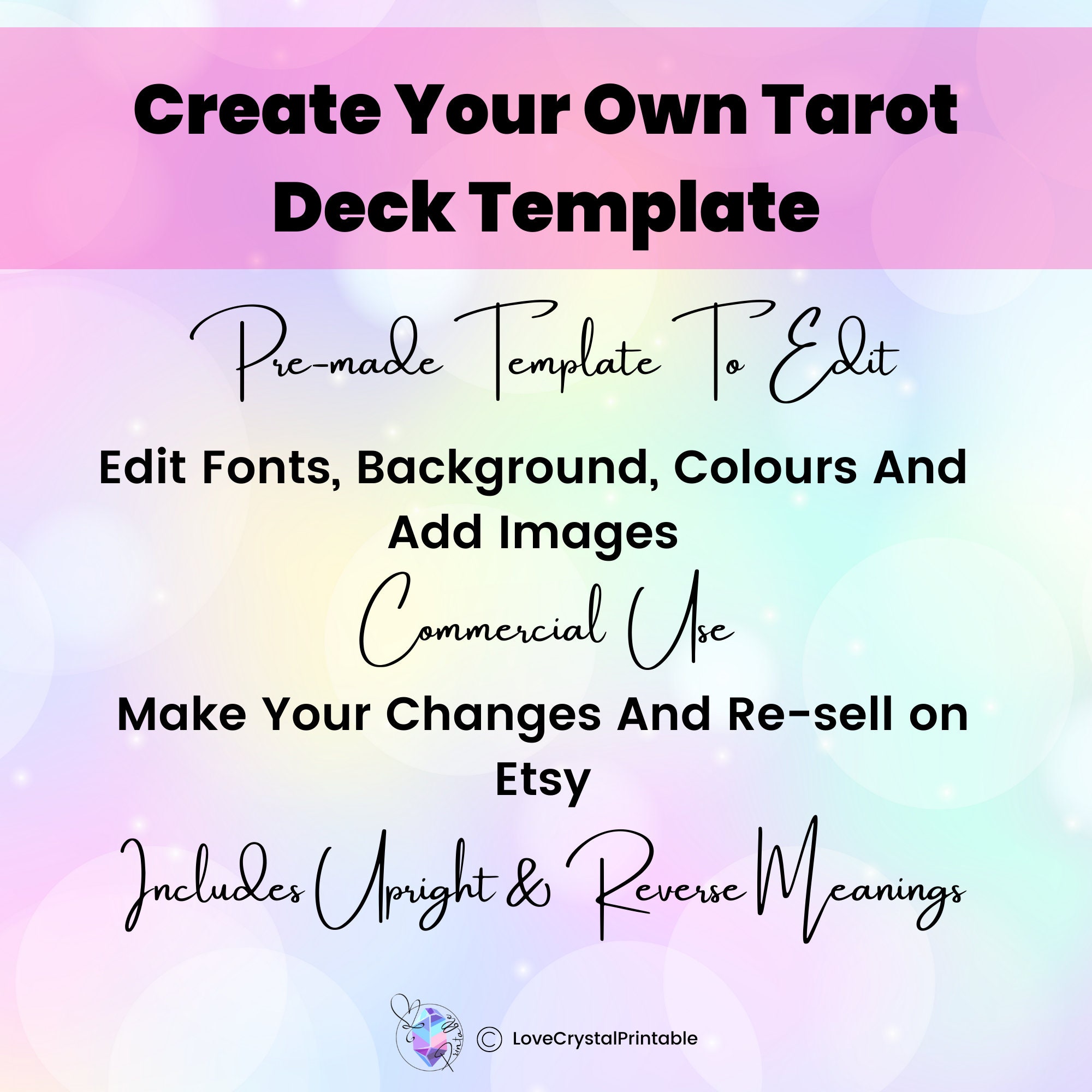 Make Your Own Tarot Cards Deck Template, Printable Tarot Card Template