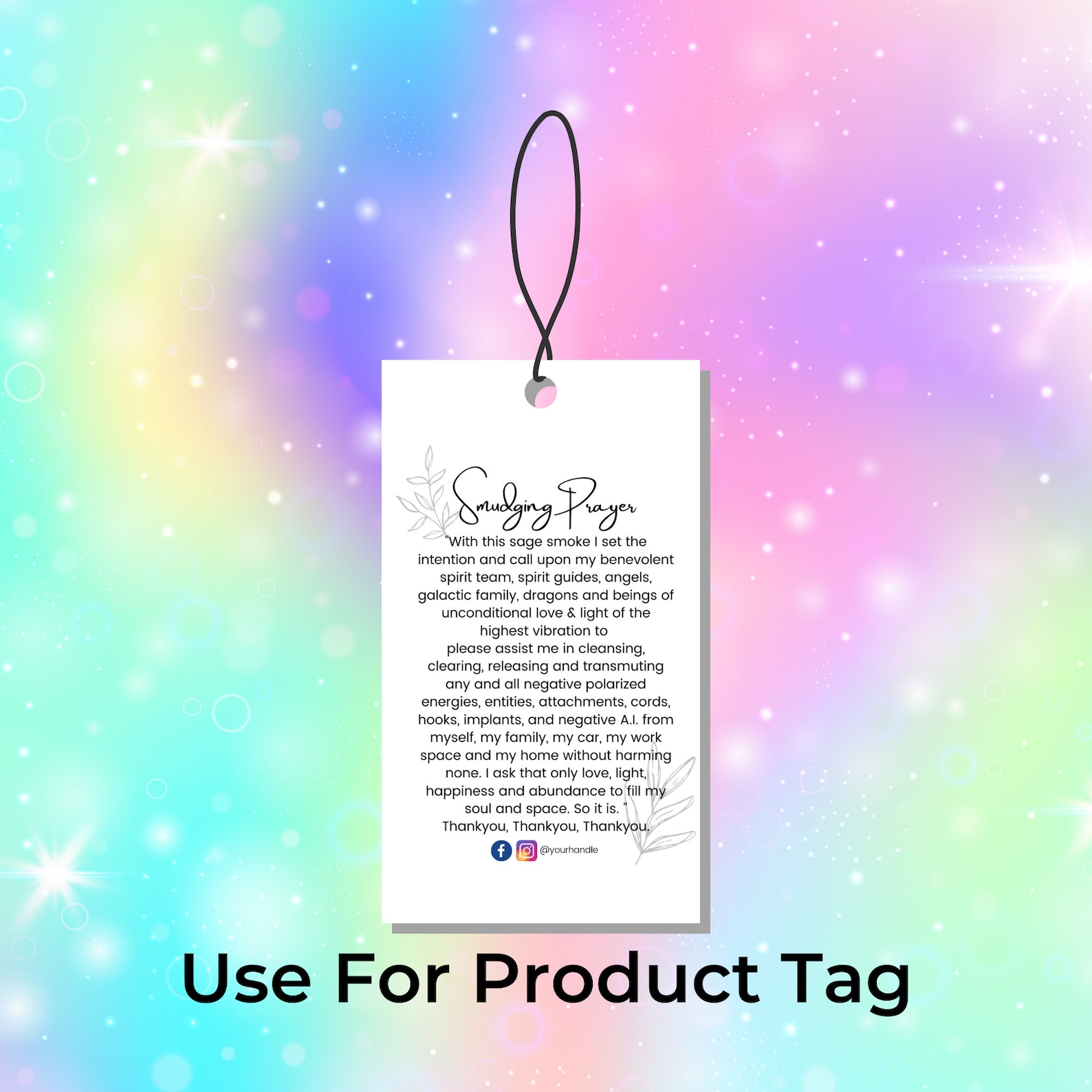 Editable Sage Smudging Prayer Card, Printable Smudge Card, Sage Smudge