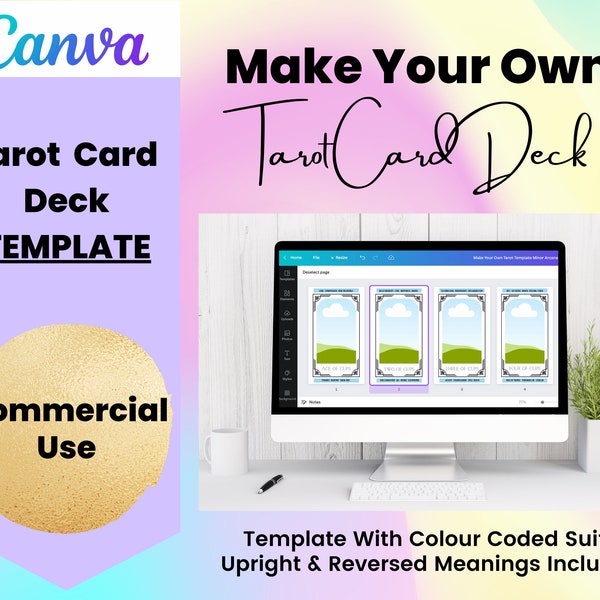 Make Your Own Tarot Cards Deck Template, Printable Tarot Card Template, Tarot Template, The Arcana, Tarot Keywords, Tarot Cheat Sheets