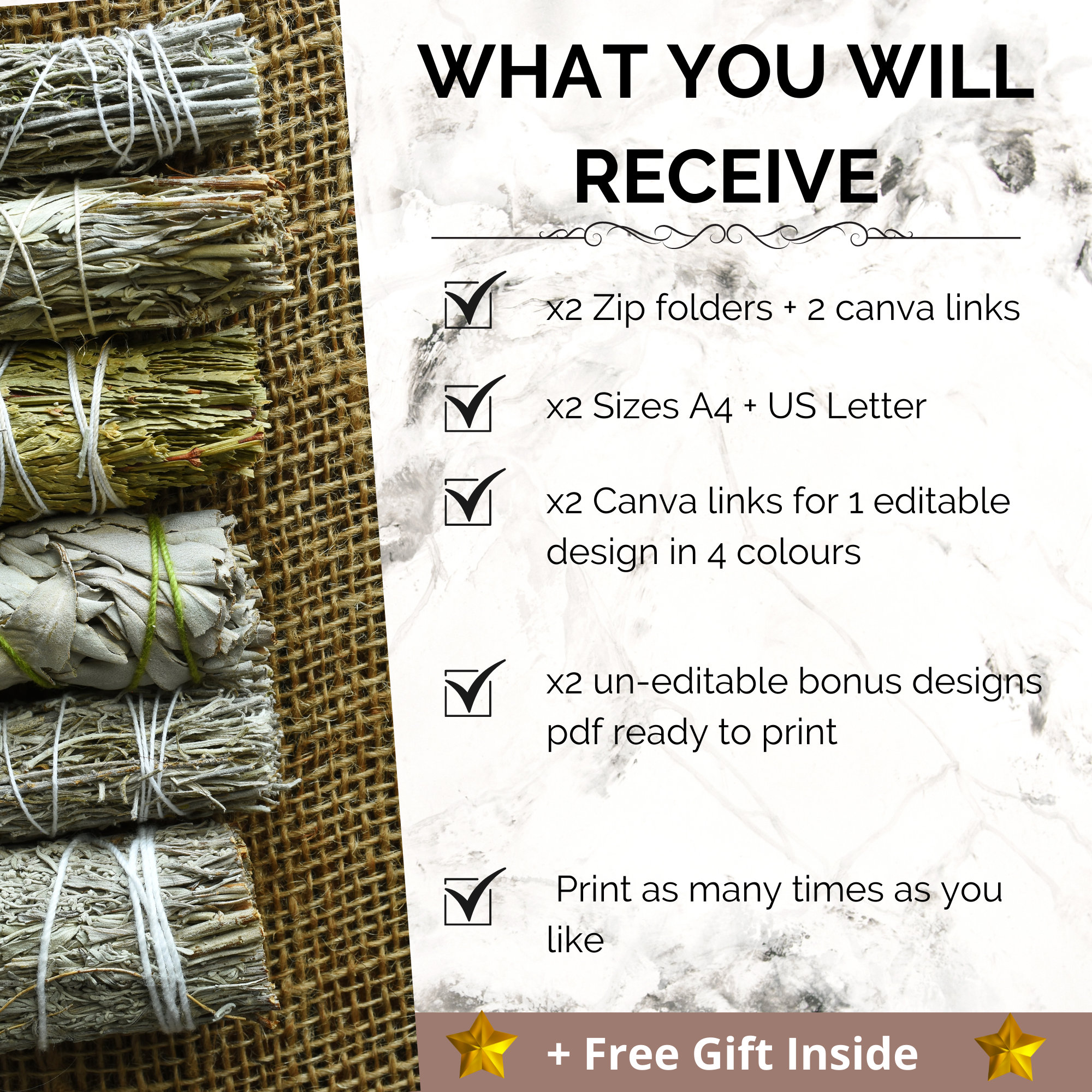 Sage Smudging Template Printable, Smudging Guide Printable, Crystal ...