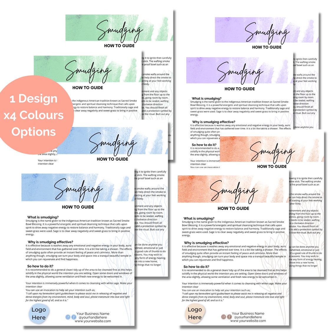 Sage Smudging Template Printable, Smudging Guide Printable ,crystal ...