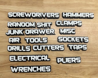 Sharp Toolbox Label Set - 14pcs - Economy - Multiple Color Choices
