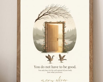Writers Door" Mary Oliver Inspired Print - Digital Wall Art Collection - Poetry Quote Poster