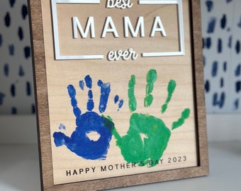 Mother’s Day Gift 2024, Custom Mother’s Day Gift, Best Mom Hands Down, Handprint Art For Mom, New Mom, First Mother’s Day, Best Mama Ever