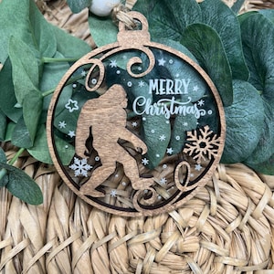 Bigfoot Christmas Ornament, Bigfoot Decoration, Cryptid Ornament, Sasquatch, Pacific Northwest, PNW, Merry Christmas