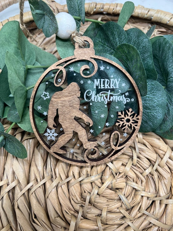 Bigfoot Christmas Ornament, Bigfoot Decoration, Cryptid Ornament, Sasquatch, Pacific Northwest, PNW, Merry Christmas