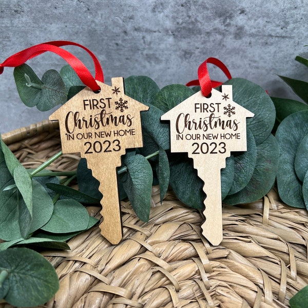 First Christmas in Our New Home 2023 Christmas Ornament | Laser Engraved Key Ornament | Christmas 2022