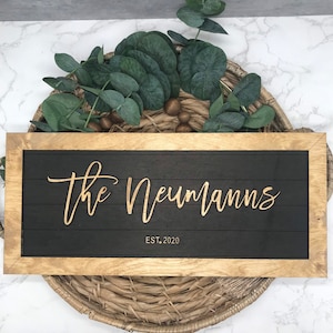 Custom Last Name Sign, Family Sign, Shiplap Name Sign,  Anniversary Gift, Personalized Wedding Gift, Wedding Present, Housewarming Gift