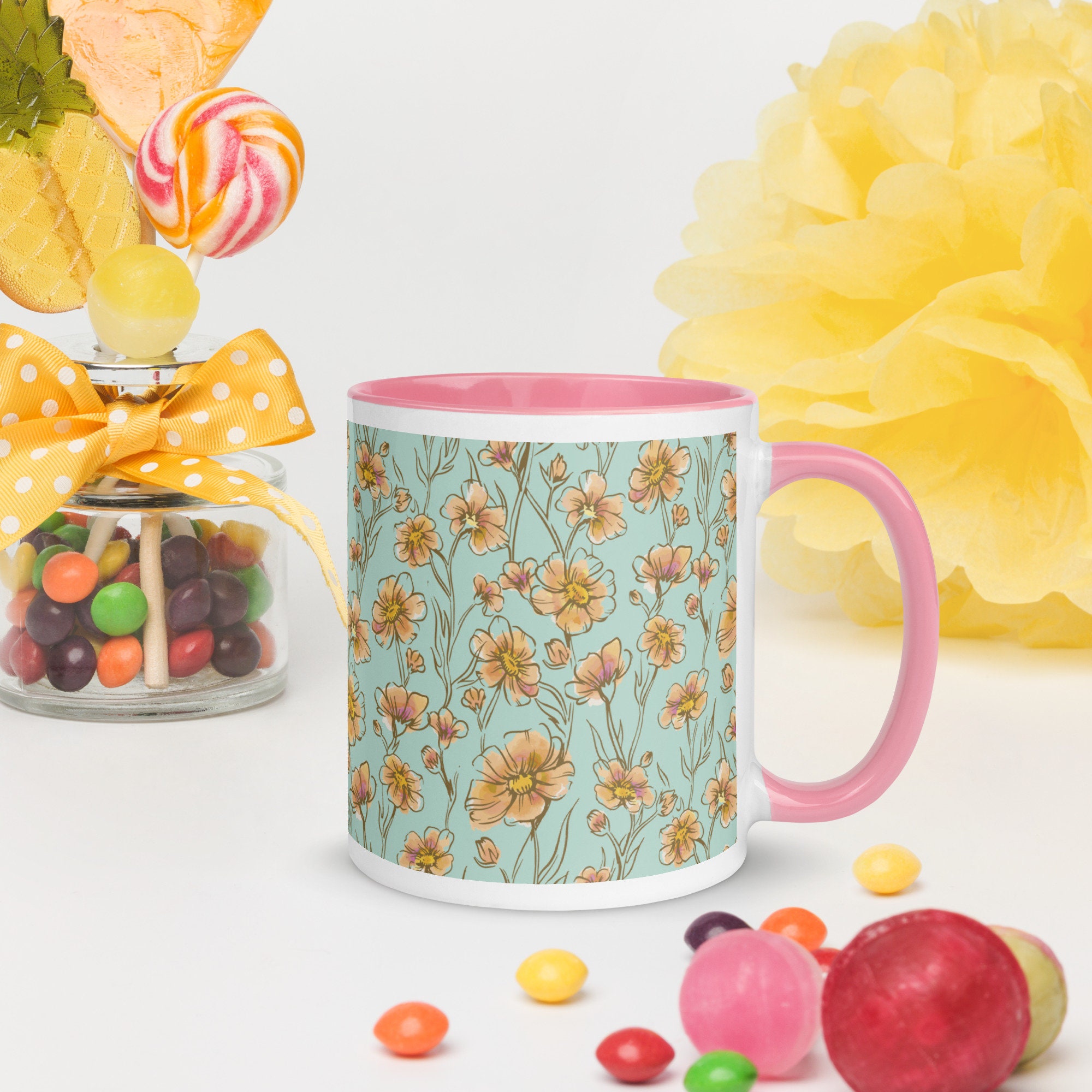 Fleurs de Printemps Mug avec Intérieur Coloré