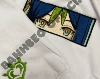 Genshin Auswirkungen Tighnari bestickter Rundhalsausschnitt / Hoodie + Ärmel