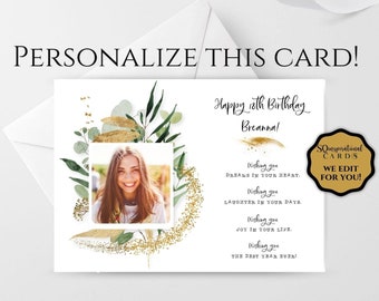 Personalized Photo Birthday Card for Any Age, For Daughter, For Niece,For Granddaughter, Custom Birthday Card, Milestone ,Digital Card