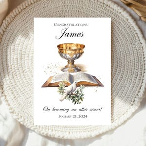 Personalized Alter Server Card, Congratulations on Becoming an Alter Server, Catholic Card Printable, Christian Card, Digital Card
