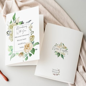 Pensando en usted en este día, Aniversario de la pérdida, Tarjeta de vacaciones sin ser querido, Boho Greenery, Tarjeta digital, Descarga instantánea