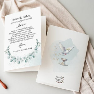 Carte de baptême personnalisée - carte de baptême pour garçon ou fille, fête de la verdure bohème, carte poème