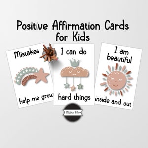 27 Child Positivity and Learning to Read Cards, Inspirational Message Cards for Kids, Printables, Instant Download