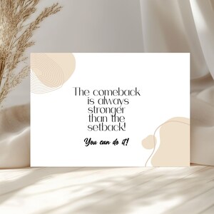 Das Comeback ist immer stärker als der Setback, Ermutigungskarte, digitaler Sofortdownload