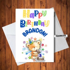 Cartão de aniversário personalizado para bebê ou criança, cartão personalizado com nome e idade, cartão digital personalizado