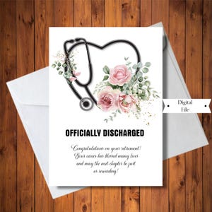 Carte de retraite pour personnel médical, carte de stéthoscope pour femme à la retraite, carte de félicitations, pour collègue, téléchargement numérique instantané