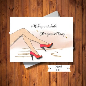 Cartão de aniversário divertido para mulher, aniversário de amigo, chute para cima, é seu aniversário, cartão de aniversário de festa, arquivo digital, DOWNLOAD INSTANTÂNEO