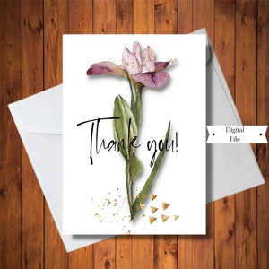Carte de remerciement, carte Iris aquarelle, carte moderne, carte-cadeau, carte numérique, téléchargement immédiat