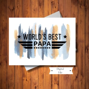 Carte de fête des pères meilleur papa du monde, carte d'anniversaire, imprimable, téléchargement immédiat
