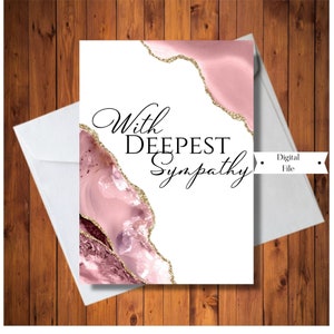 Carte de sympathie, avec la plus profonde sympathie, pour la perte d'un être cher, Agate rose, carte numérique, téléchargement immédiat
