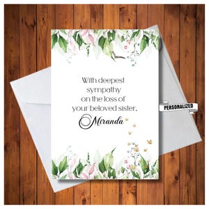 Tarjeta de felicitación de condolencia personalizada, personalizada para cualquier relación, floral con tarjeta de condolencia más profunda, tarjeta digital con nombre personalizado