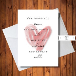 Our Love Endures Karte, Jubiläumskarte, Valentinstagskarte, Geburtstagskarte für Partner, druckbar, digitaler Sofortdownload