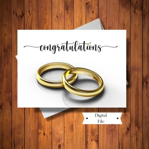 Felicitaciones tarjeta de boda, tarjeta de anillo de boda, tarjeta de boda con clase, tarjeta digital, descarga instantánea