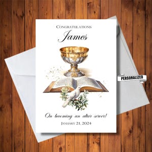 Gepersonaliseerde Alter Server Card, gefeliciteerd met het worden van een Alter Server, katholieke kaart afdrukbaar, christelijke kaart, digitale kaart