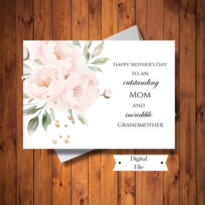 Tarjeta del Día de la Madre, Tarjeta Floral para Mamá, Tarjeta para Mamá y Abuela, Tarjeta Imprimible, Descarga Digital Instantánea