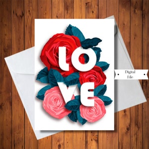 Florale Liebeskarte, Jahrestagskarte, Valentinstagskarte, Brautpartykarte, Hochzeitskarte, Verlobungskarte, druckbar, digitaler Sofortdownload