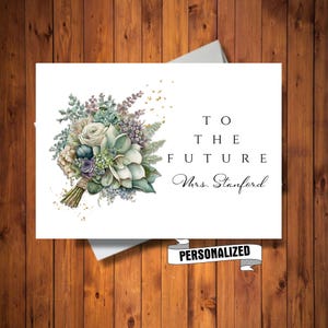Carte nuptiale personnalisée pour shower, carte personnalisée Vers la future Mme, carte de visite personnalisée pour la mariée, carte nuptiale florale pour shower de mariage, carte numérique