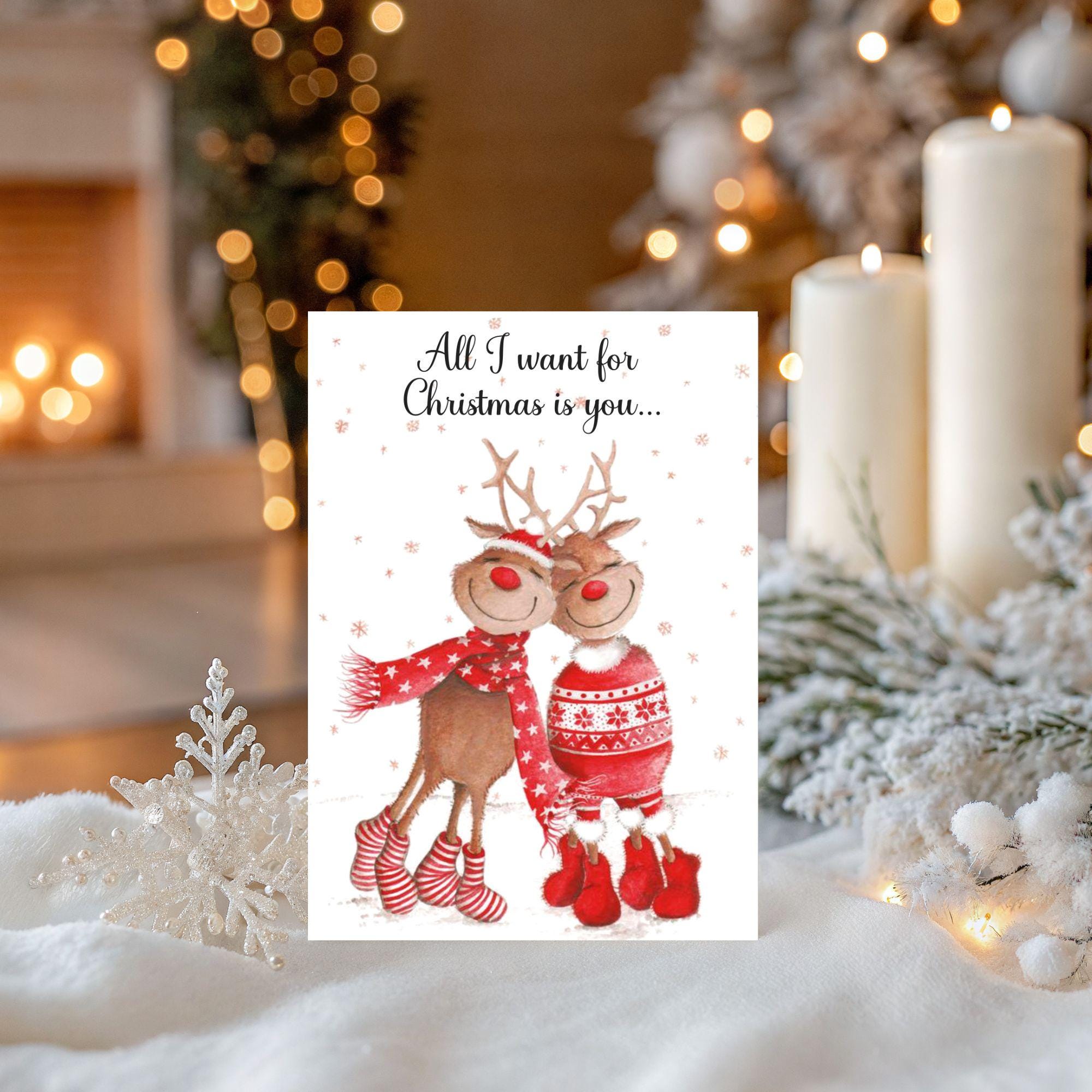 Biglietto Di Natale Per Moglie – Elegante Festive Gamma Con Messaggio D'Amore