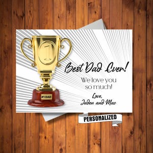 Carte père no 1 personnalisée, carte trophée pour papa pour anniversaire, carte fête des pères, carte de remerciement pour papa, carte de visite personnalisée, carte numérique