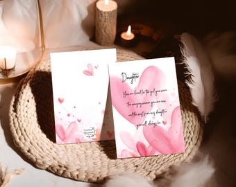 Schöne Geburtstags-Grußkarte für Tochter, Tochter You Are Loved Card, Pink Hearts, Digital Card, Instant Download