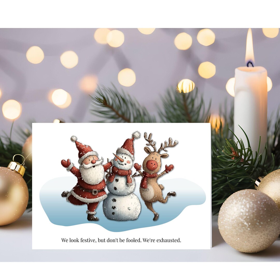Funny Christmas Holiday Card, Santa, Frosty and Rudolph, Humorous ...