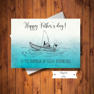 Tarjeta divertida del Día del Padre, Tarjeta de Pescador, El inventor de la tarjeta de distanciamiento social, Tarjeta de pesca, Imprimible, Archivo Digital, DESCARGA INSTANTÁNEA