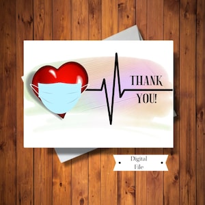 Cartão de agradecimento para médico, cartão de agradecimento para funcionários do hospital, cartão para enfermeira, cartão para médico, cartão digital, download instantâneo
