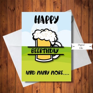Lustige Geburtstagskarte für Bierliebhaber, Happy Beerthday Karte, digitale Datei, INSTANT DOWNLOAD