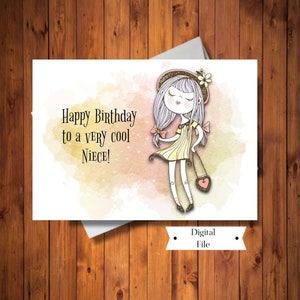 Carte d'anniversaire pour nièce, à une nièce très cool, pour adolescent, carte numérique, téléchargement immédiat