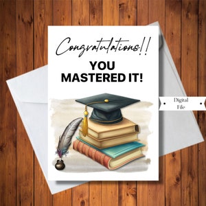 Carte de remise des diplômes de maîtrise, carte de remise des diplômes de félicitations, TÉLÉCHARGEMENT IMMÉDIAT